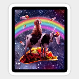 Space Dog Riding Cow Unicorn - Taco & Burrito Sticker